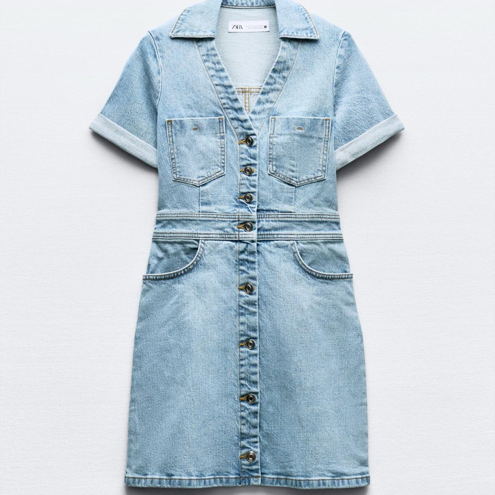Zara Blue Buttoned Sheath Mini Dress
